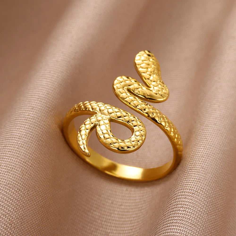 Snake Ring, 18K Gold-Plated Adjustable