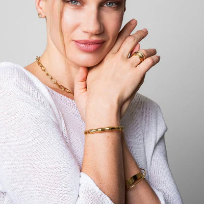 Bamboo Bracelet, 18K Gold-Plated