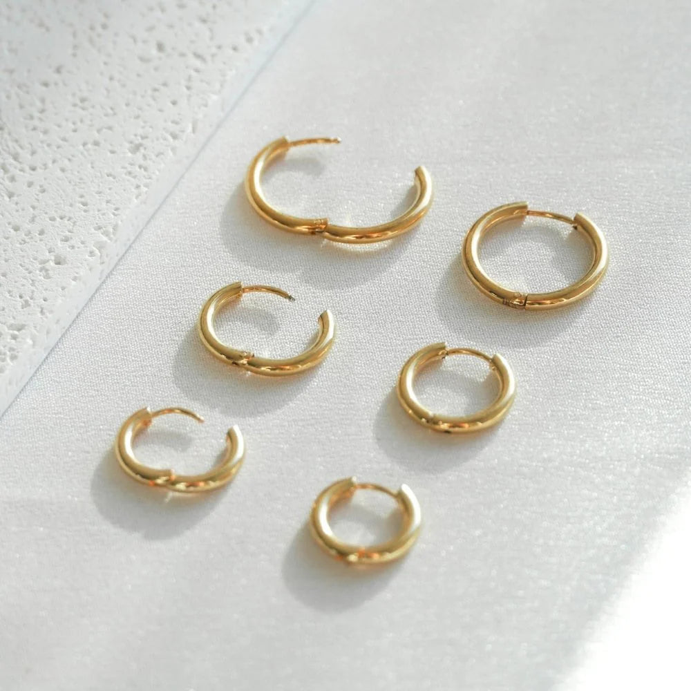 Gold-Plated Heart Huggie Hoop Earrings