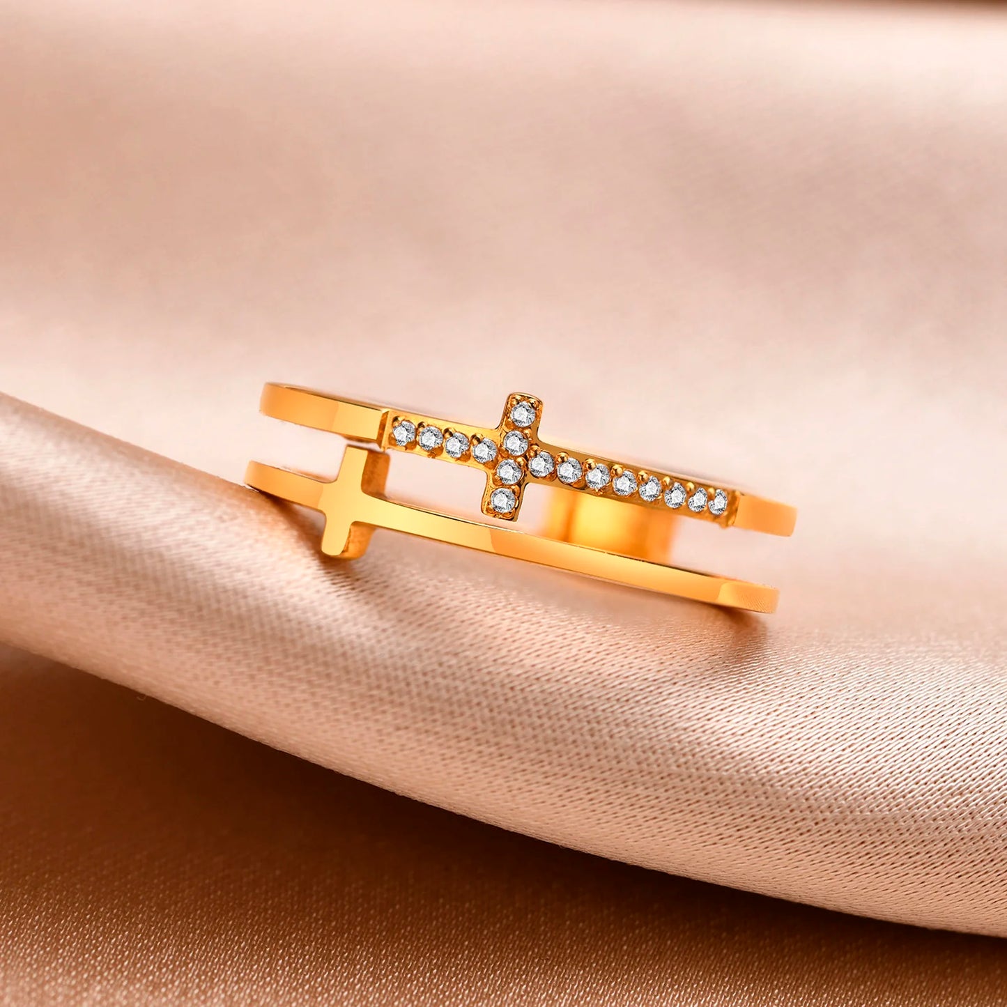 Cross Ring, 18K Gold-Plated