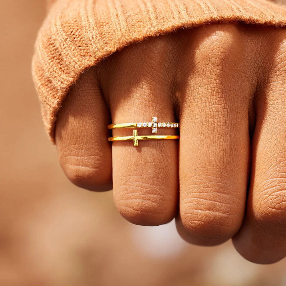 Cross Ring, 18K Gold-Plated