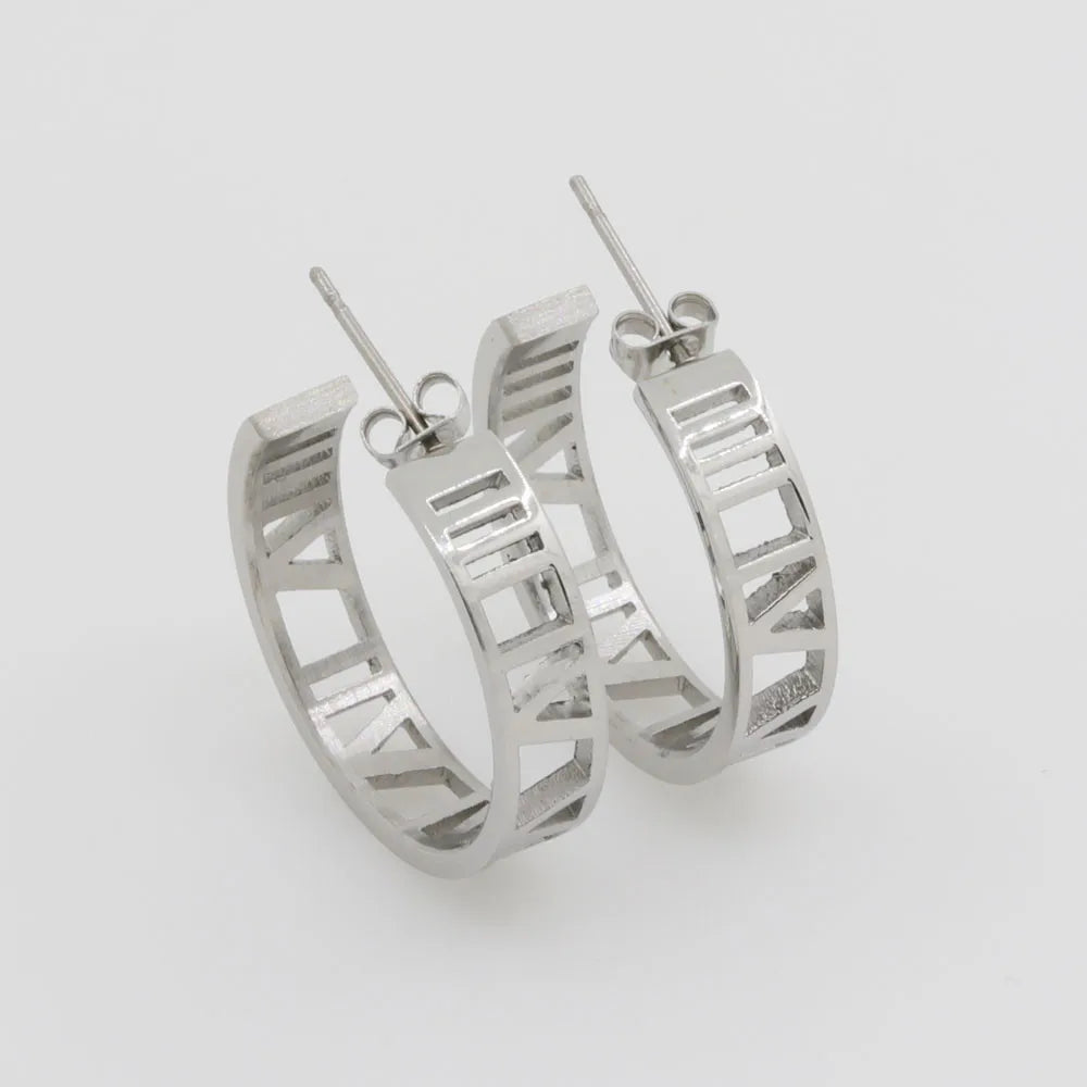 Numeral Earrings Silver