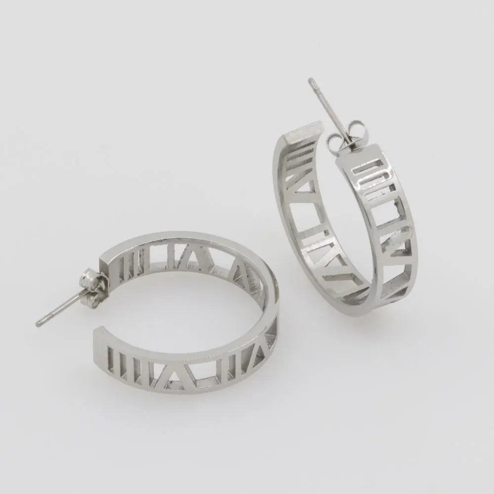 Numeral Earrings Silver