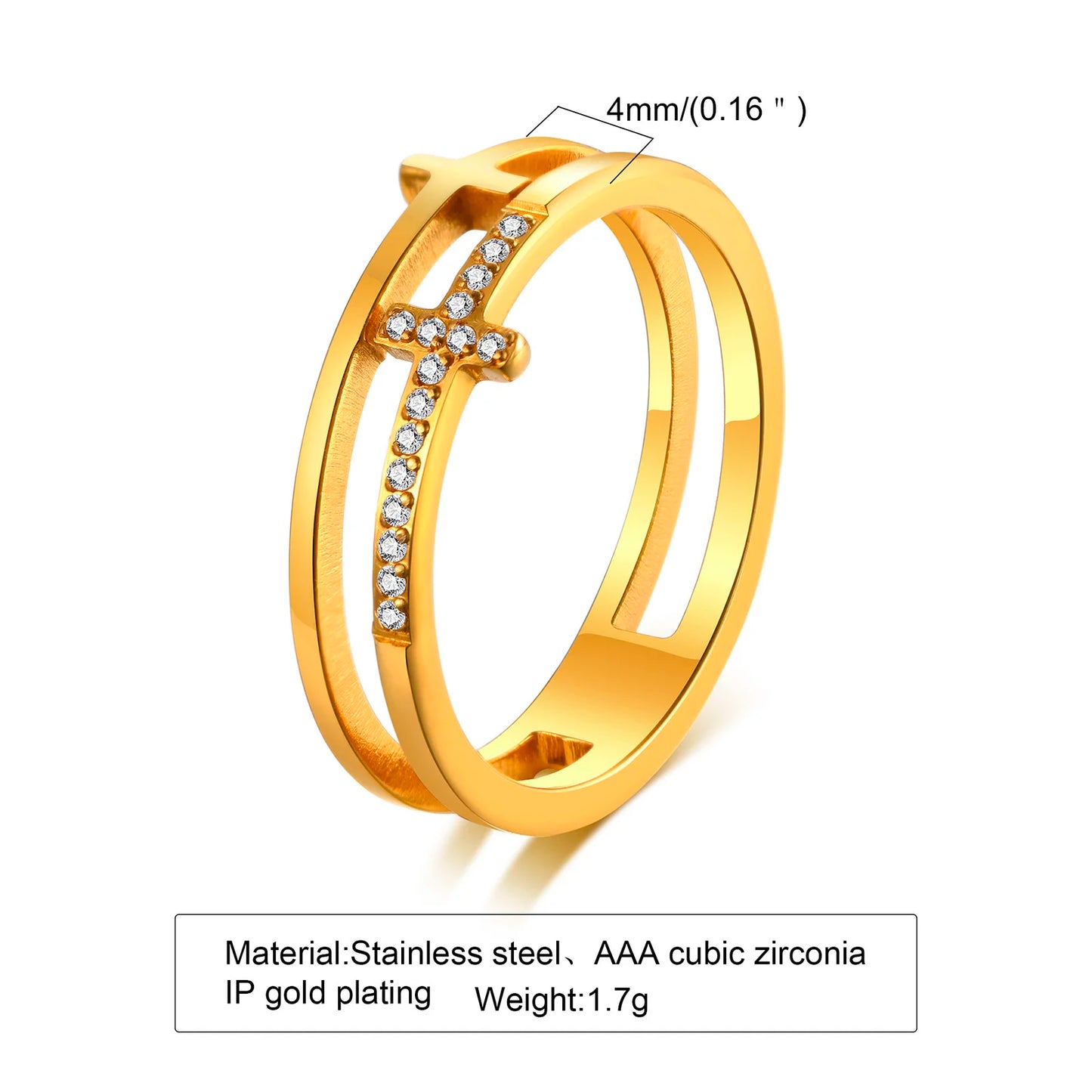 Cross Ring, 18K Gold-Plated