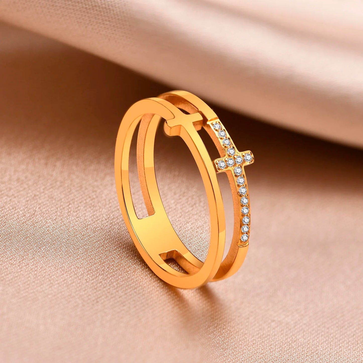 Cross Ring, 18K Gold-Plated