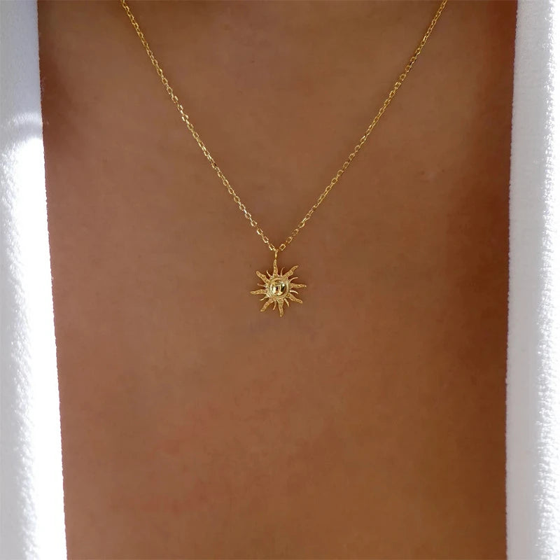Sun Pendant Necklace, 18K Gold-Plated