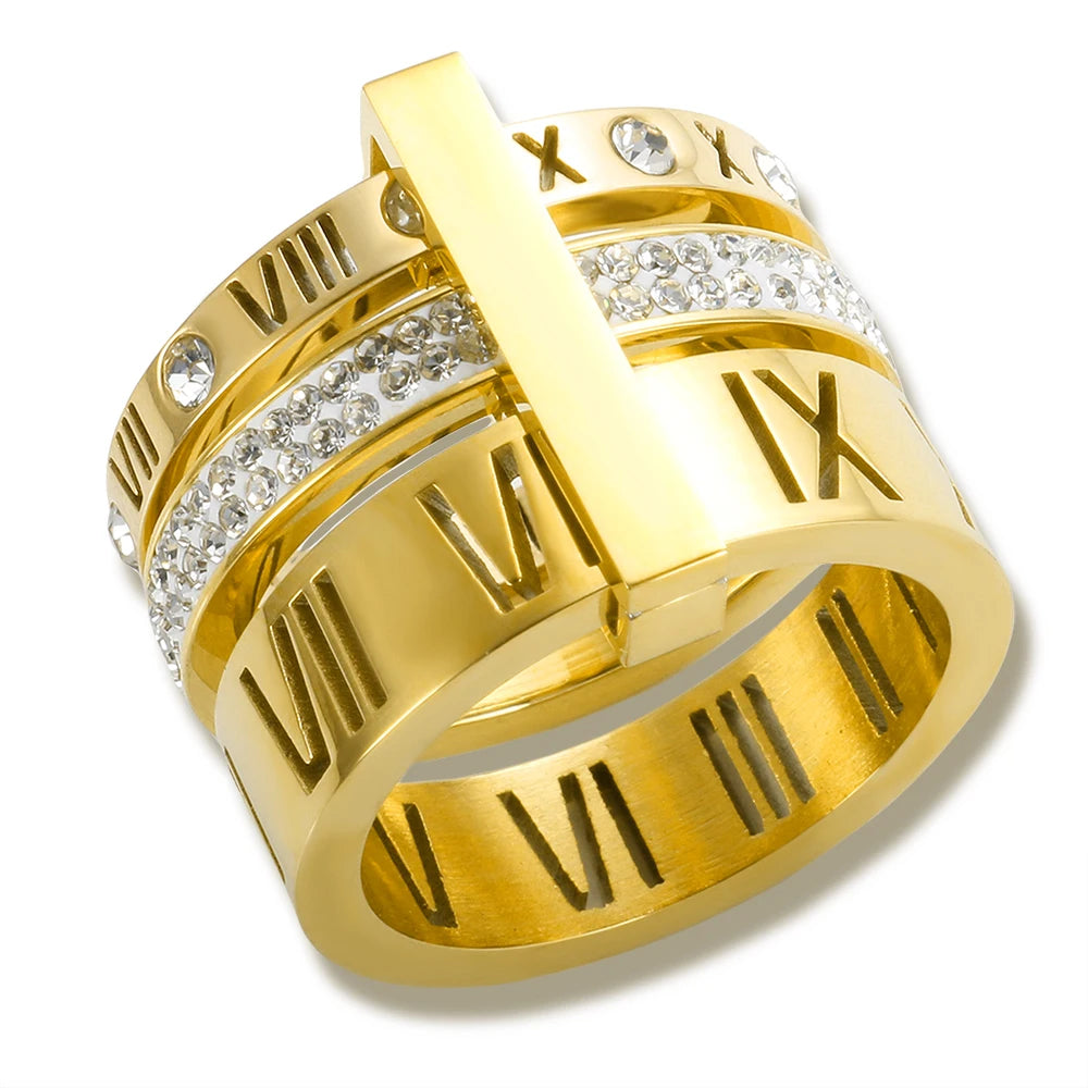 Triple Roman Hoop Ring