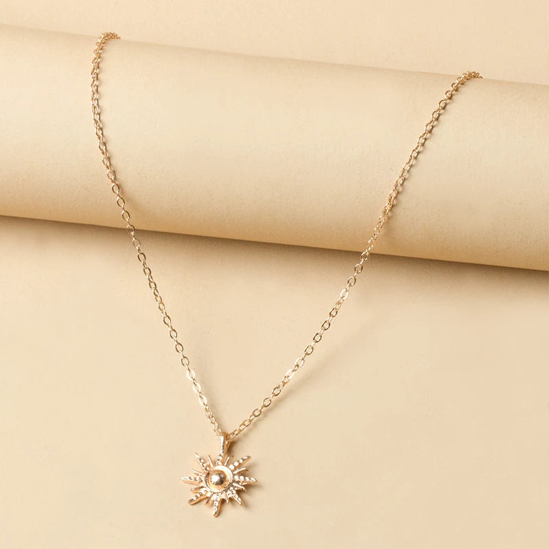 Sun Pendant Necklace, 18K Gold-Plated