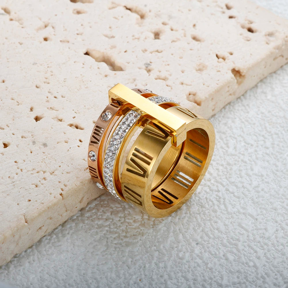 Triple Roman Hoop Ring