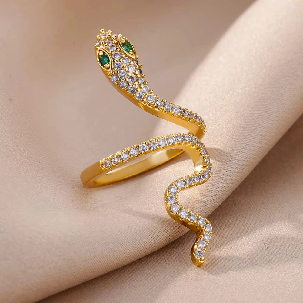 Snake Ring, 18K Gold-Plated Adjustable