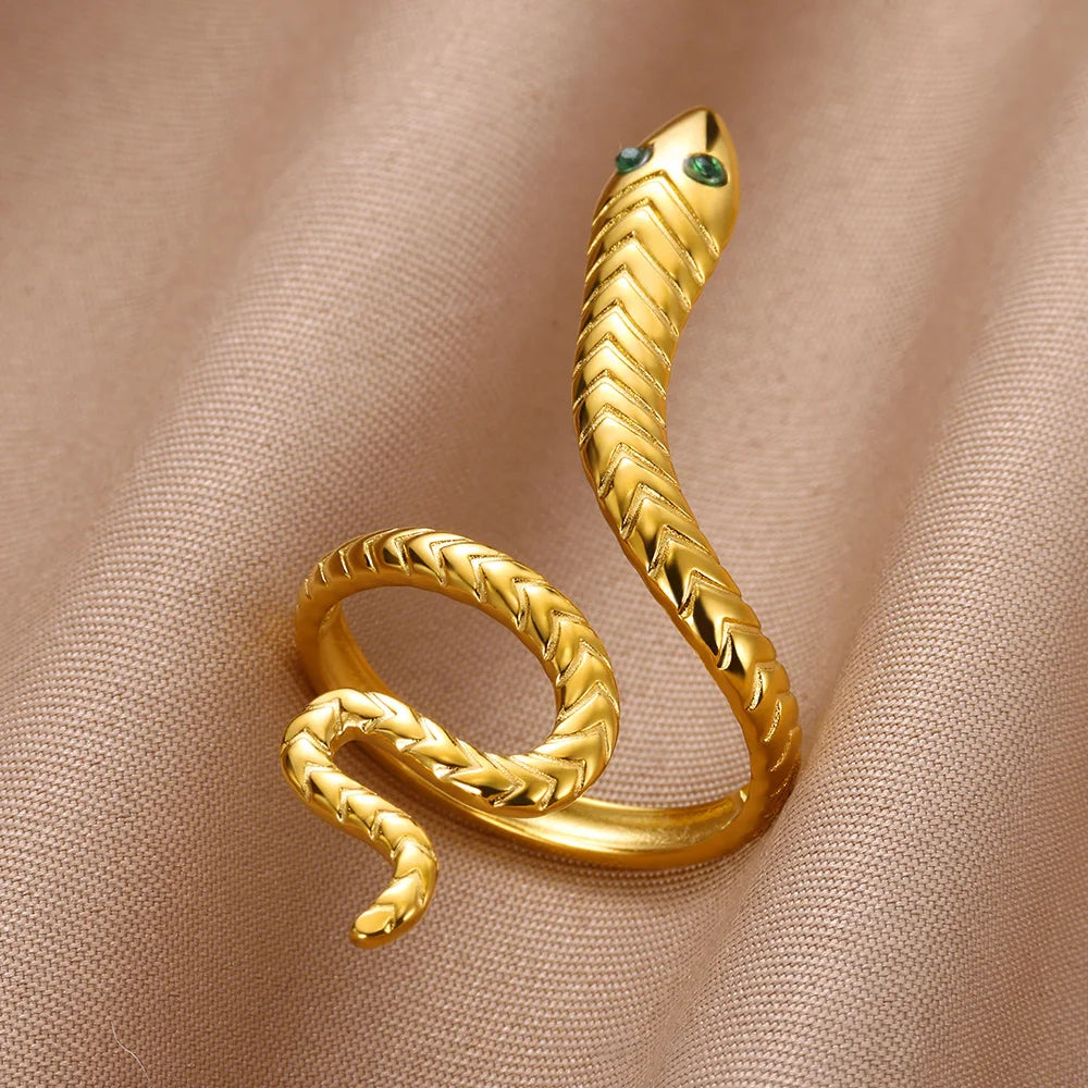 Snake Ring, 18K Gold-Plated Adjustable