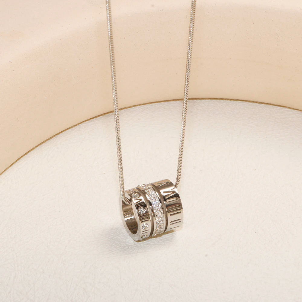 Triple numeral hoop Necklace Silver