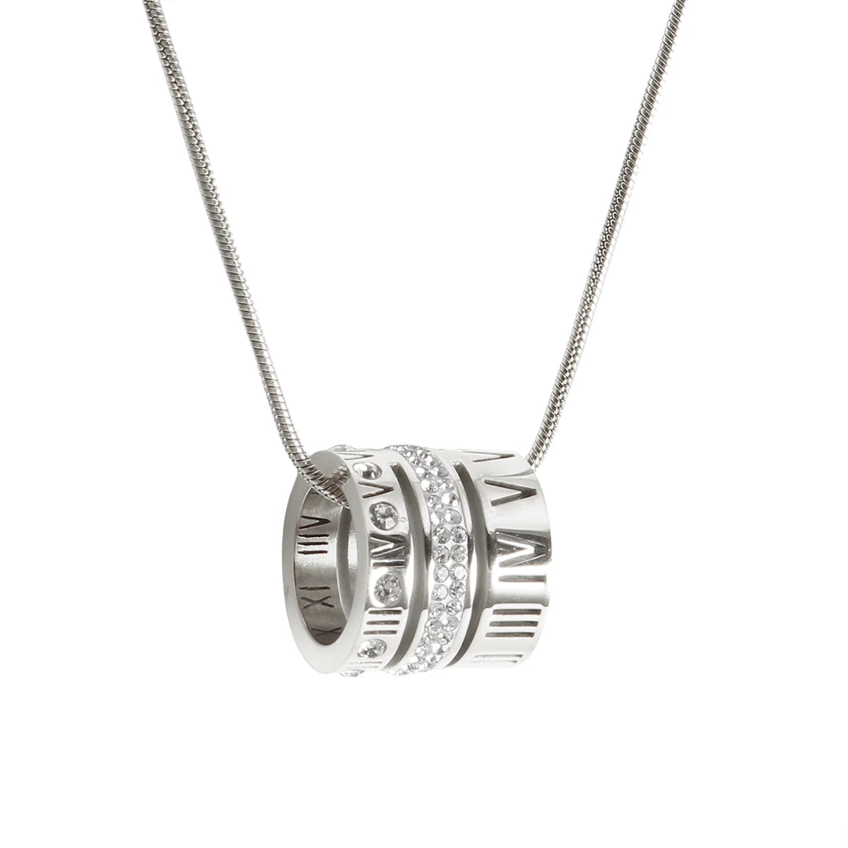 Triple numeral hoop Necklace Silver