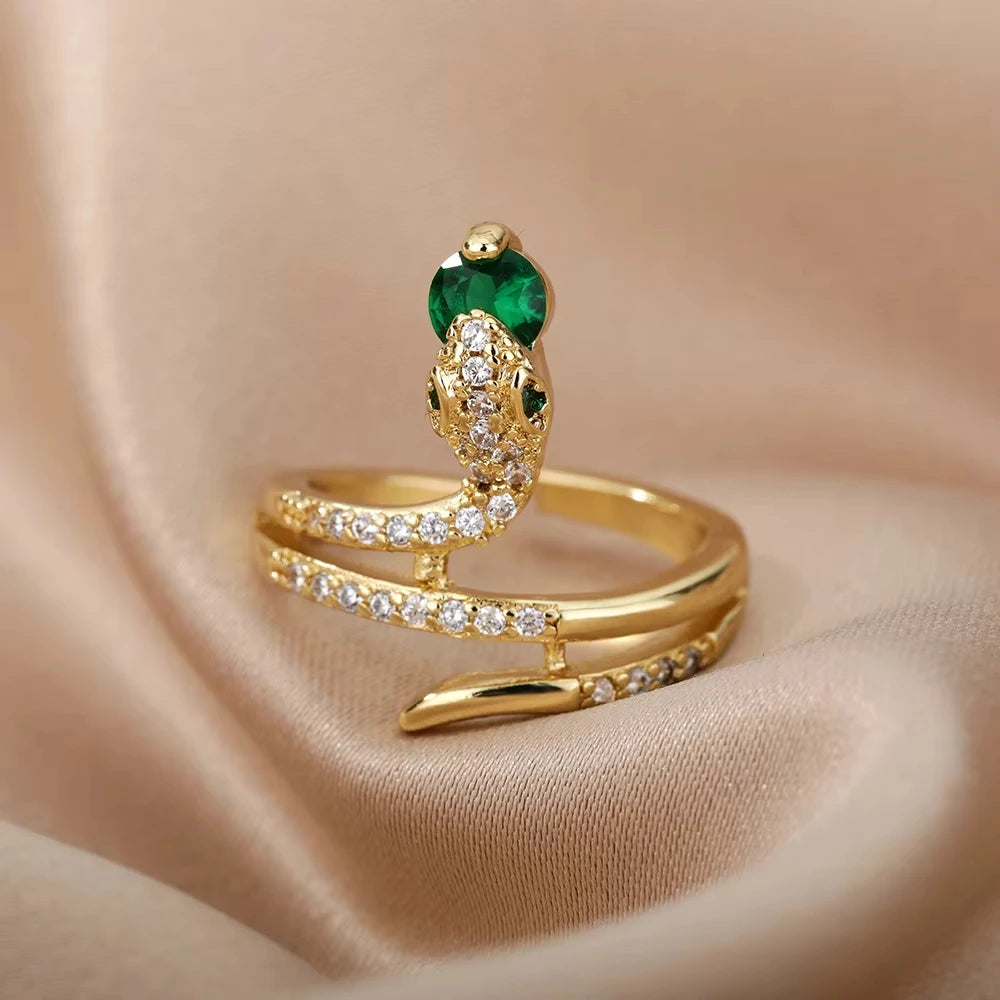 Snake Ring, 18K Gold-Plated Adjustable