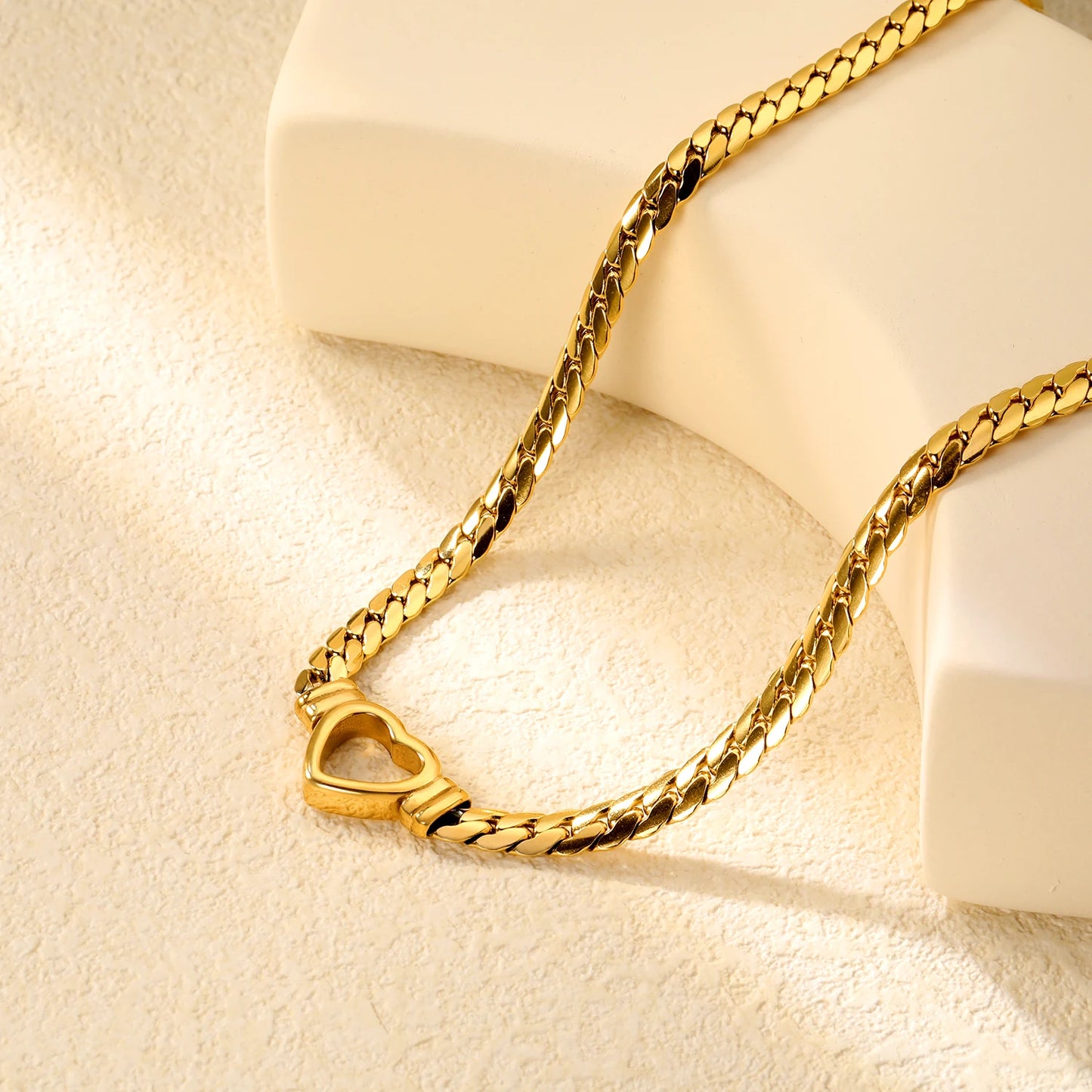 Love heart Necklace , 18K Gold-Plated