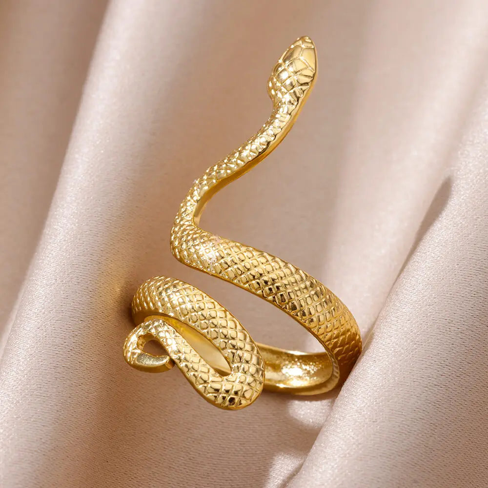 Snake Ring, 18K Gold-Plated Adjustable