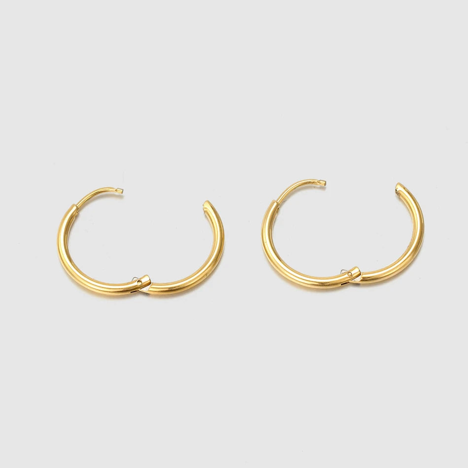 Gold-Plated Heart Huggie Hoop Earrings
