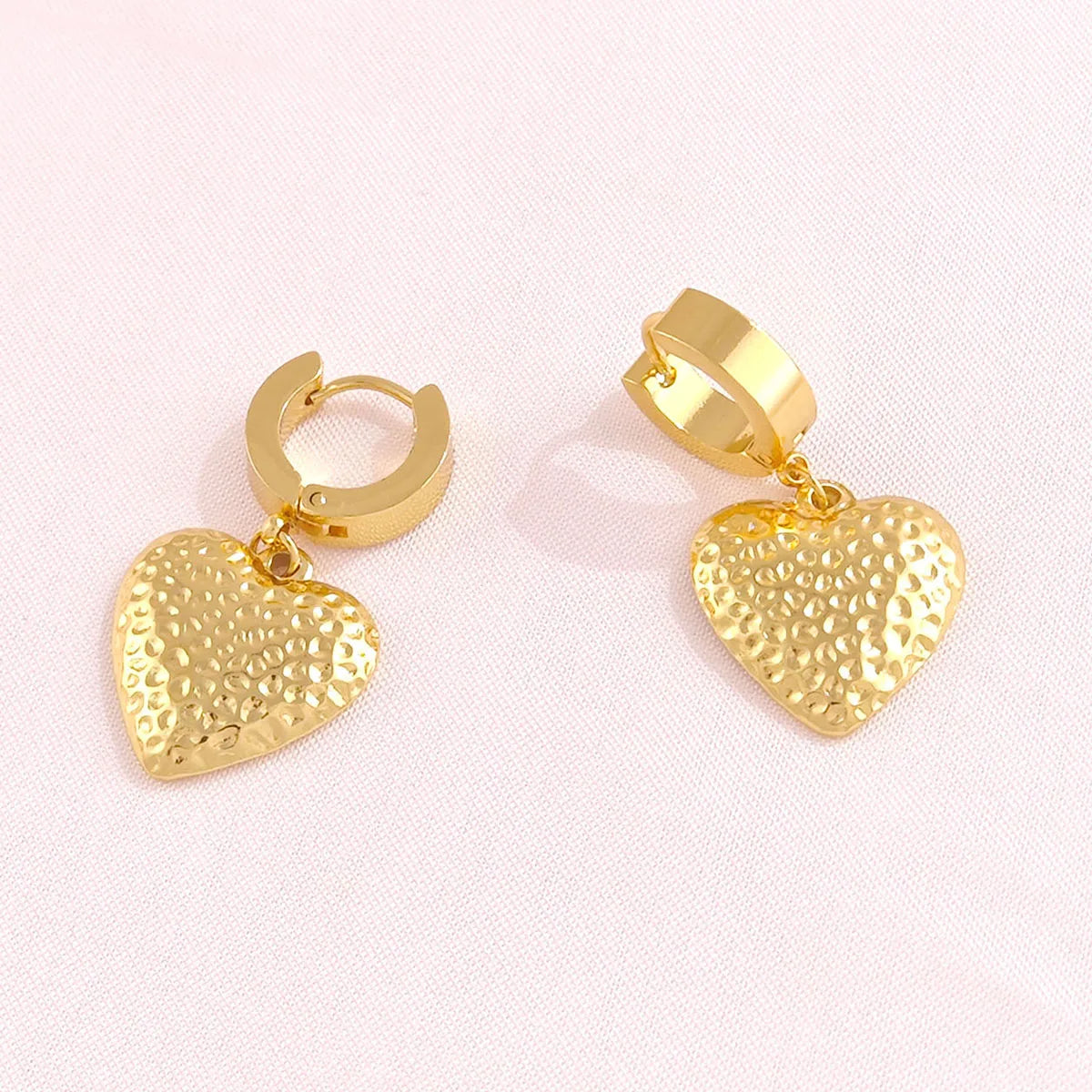 Gold-Plated Heart Huggie Hoop Earrings