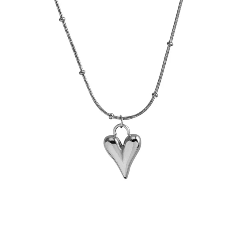 Heart Love Necklace Silver
