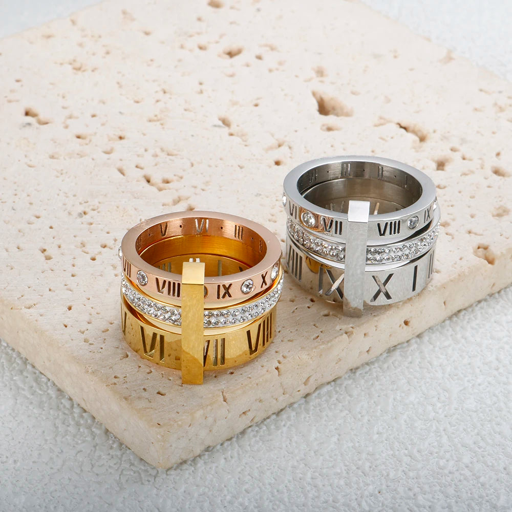 Triple Roman Hoop Ring