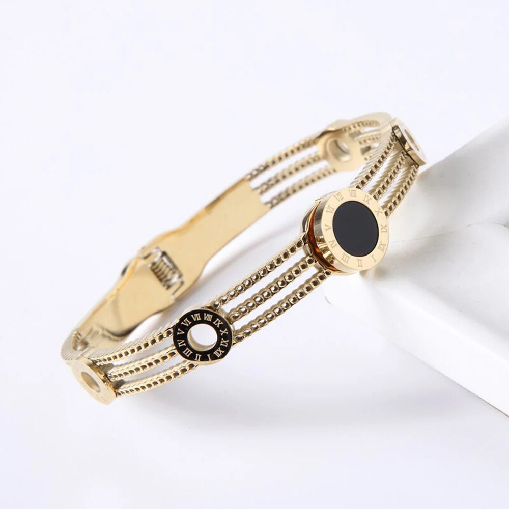 Noir Luxe Bracelet, 18K Gold-Plated
