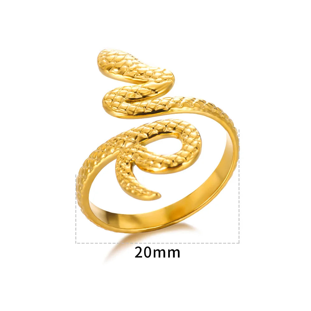 Snake Ring, 18K Gold-Plated Adjustable