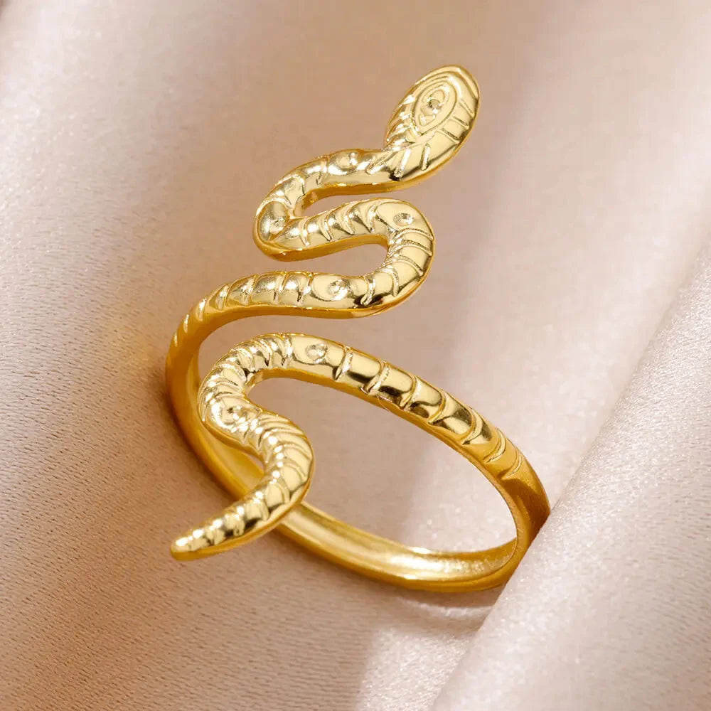 Snake Ring, 18K Gold-Plated Adjustable