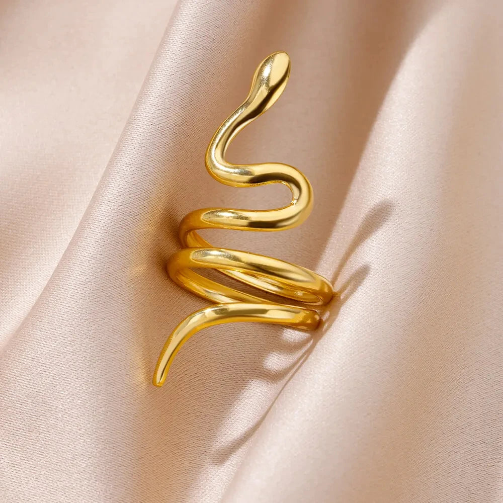 Snake Ring, 18K Gold-Plated Adjustable