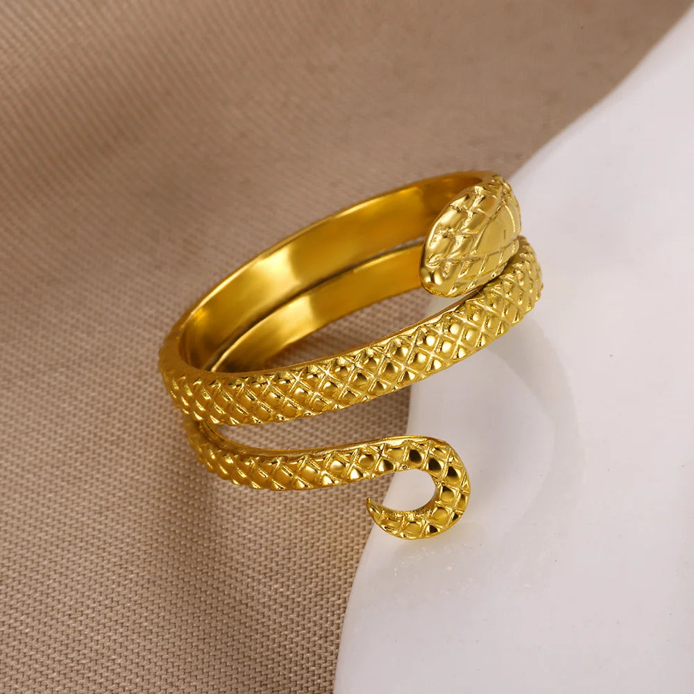 Snake Ring, 18K Gold-Plated Adjustable