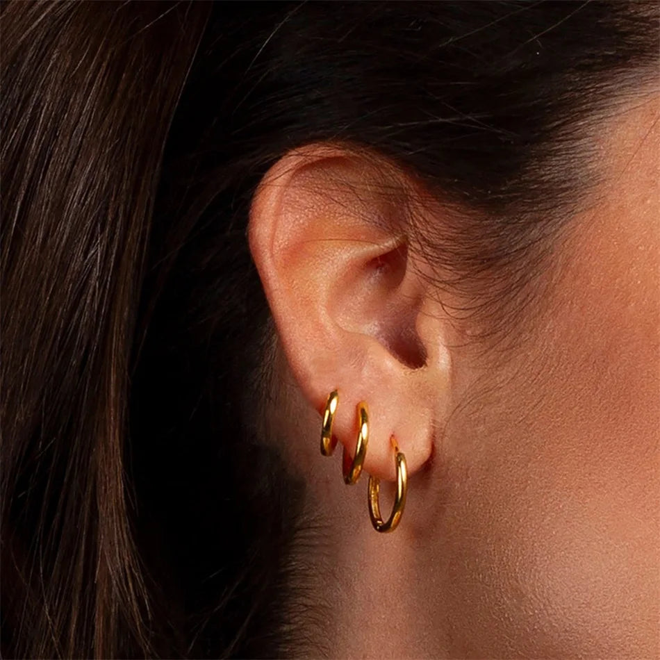 Gold-Plated Heart Huggie Hoop Earrings