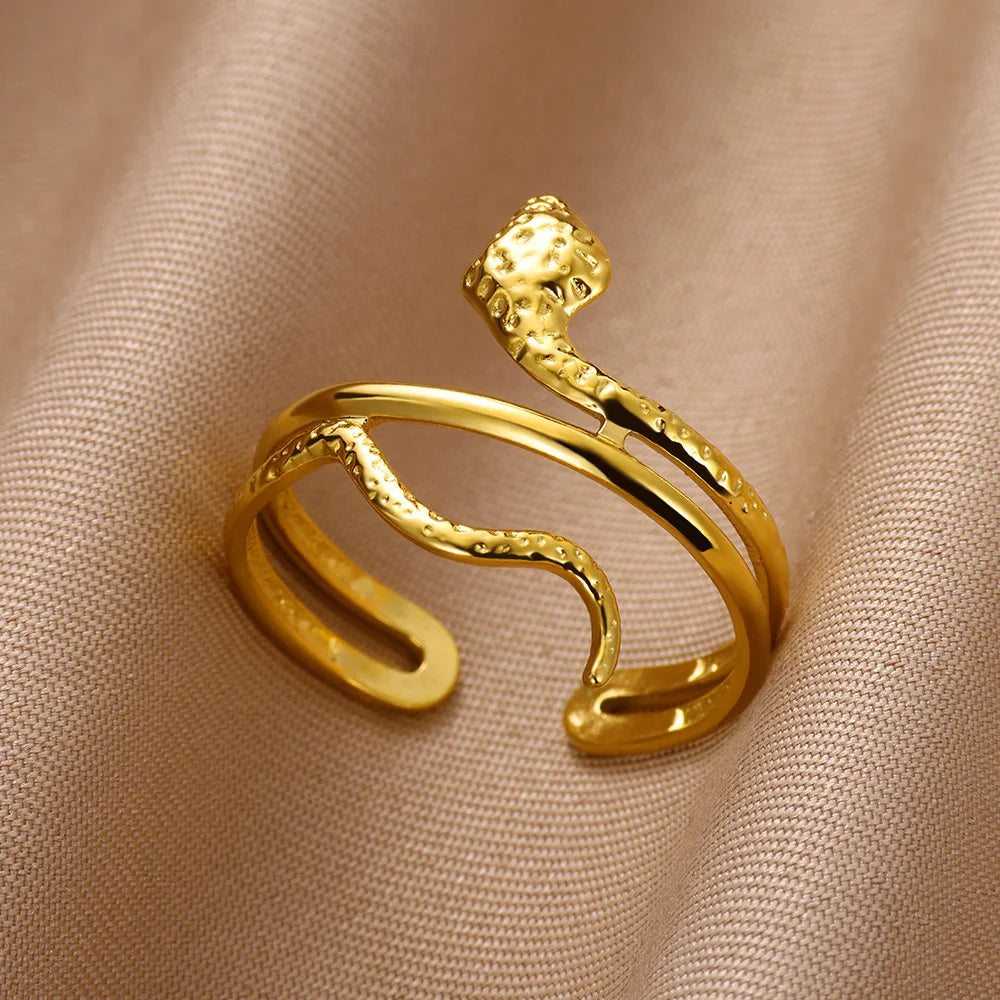 Snake Ring, 18K Gold-Plated Adjustable