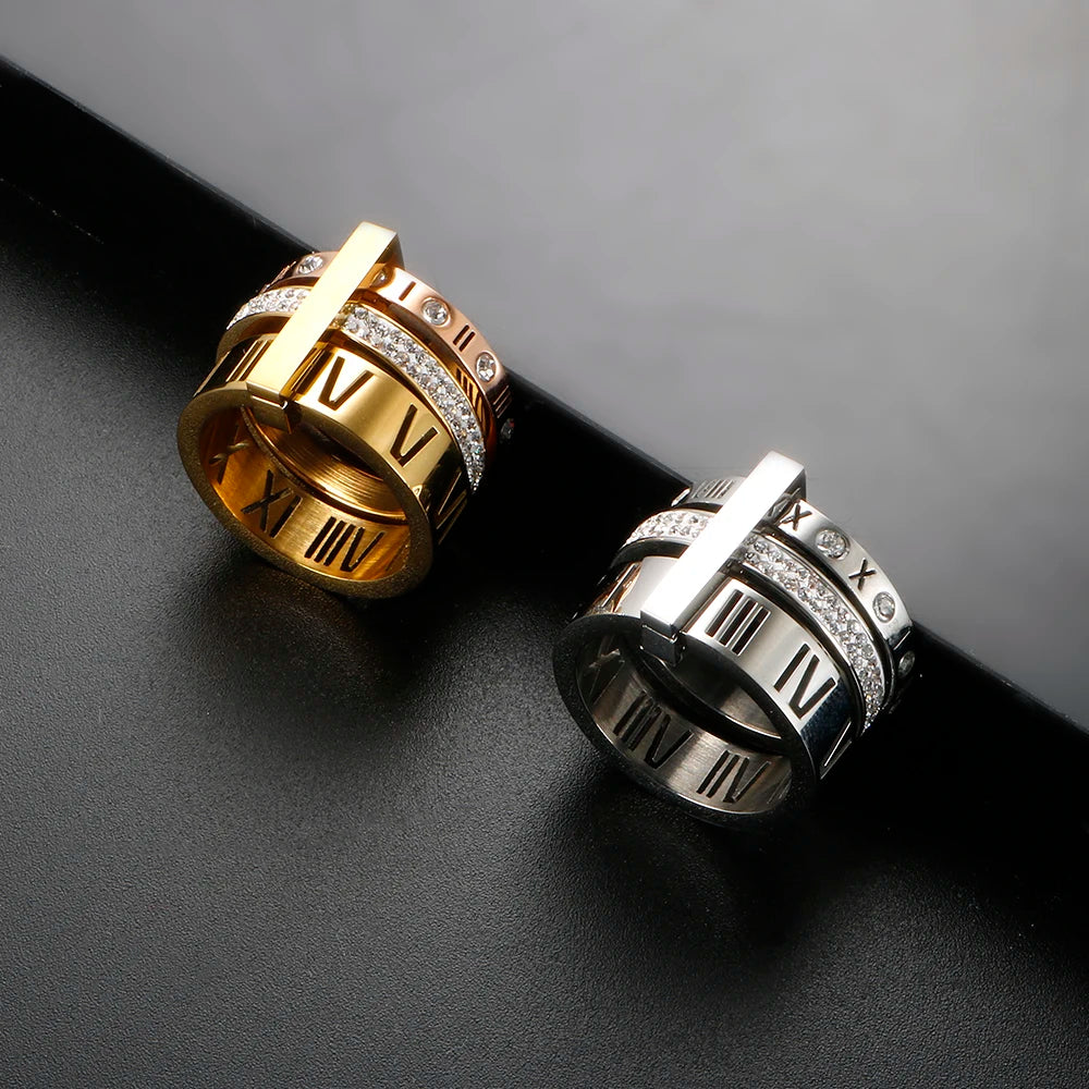 Triple Roman Hoop Ring