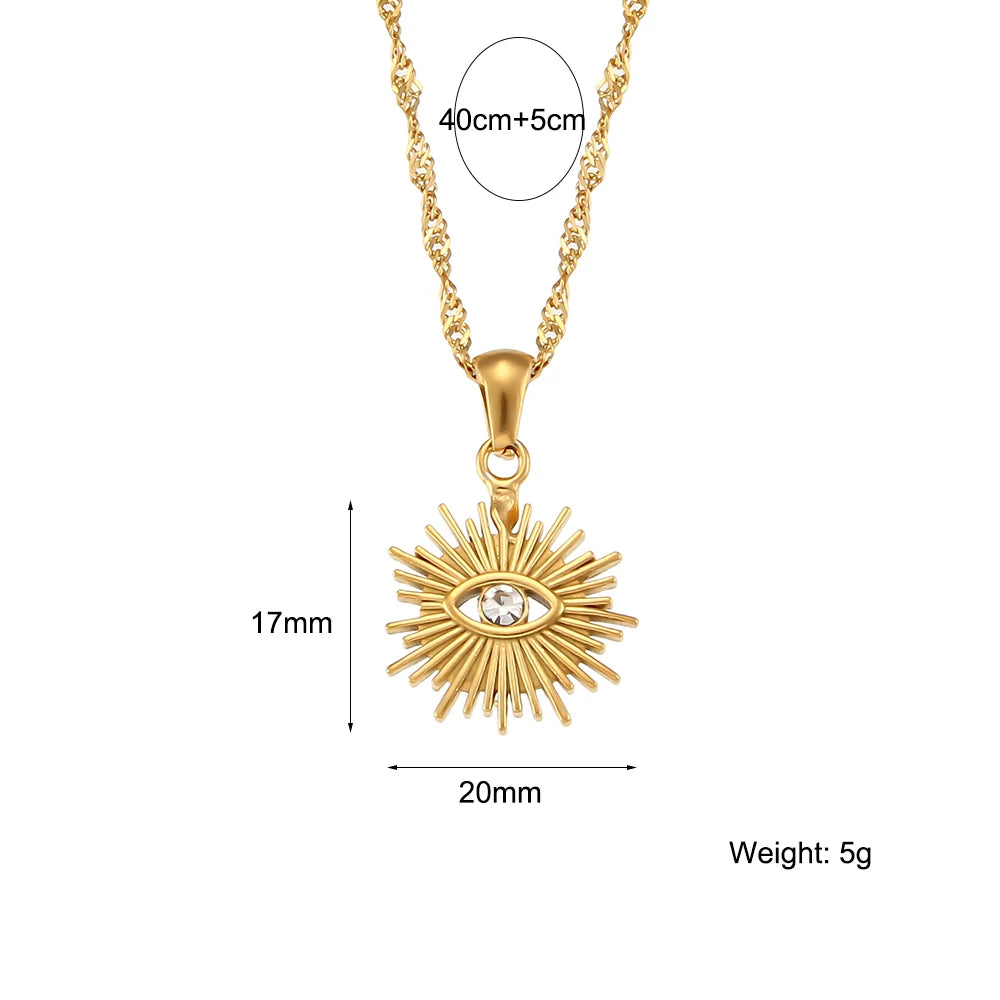 Zirconia Eye Necklace, 18K Gold-Plated
