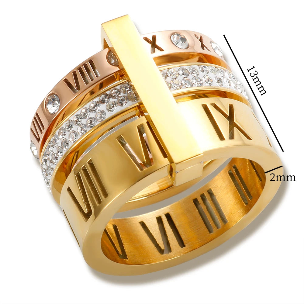 Triple Roman Hoop Ring