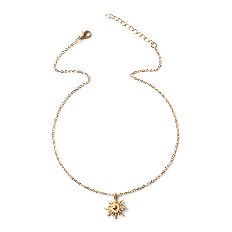 Sun Pendant Necklace, 18K Gold-Plated
