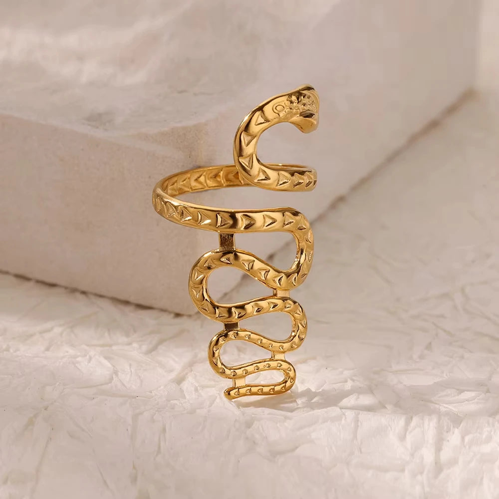 Snake Ring, 18K Gold-Plated Adjustable