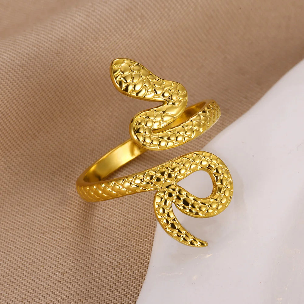 Snake Ring, 18K Gold-Plated Adjustable