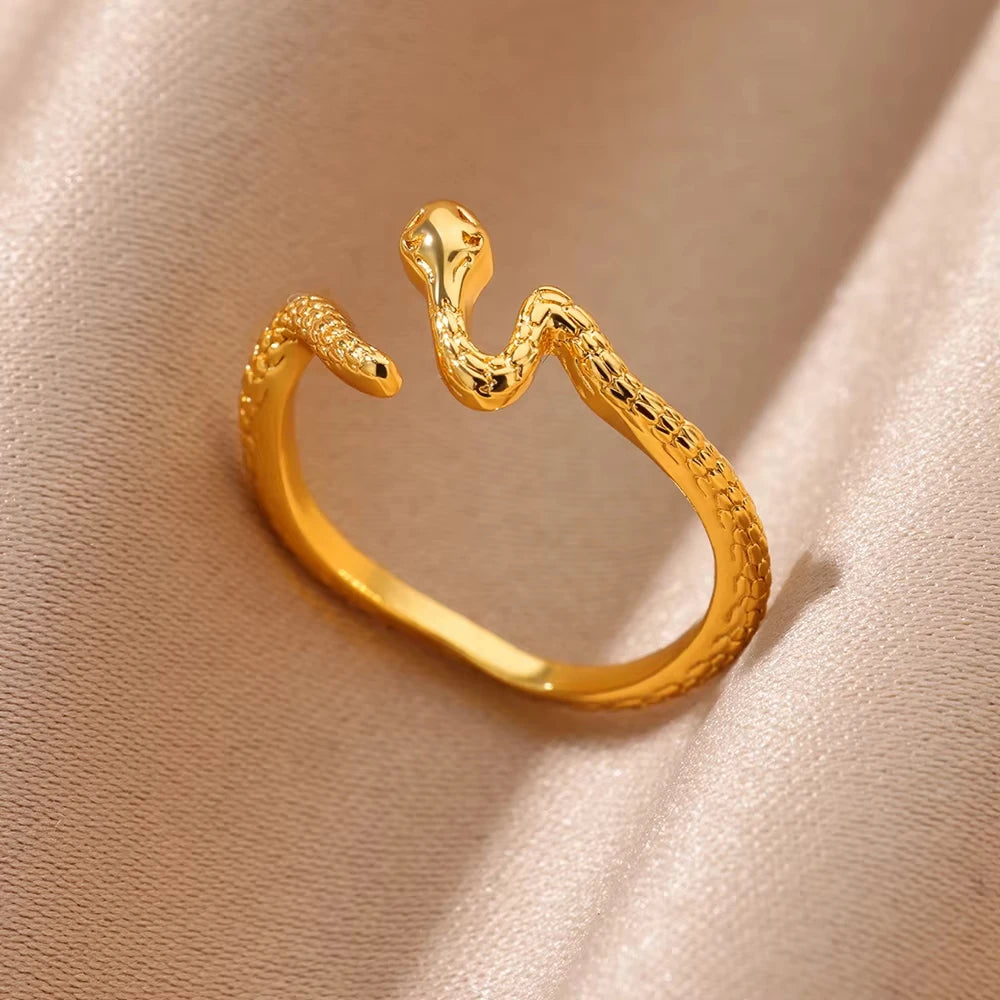Snake Ring, 18K Gold-Plated Adjustable