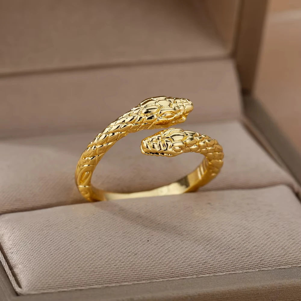Snake Ring, 18K Gold-Plated Adjustable