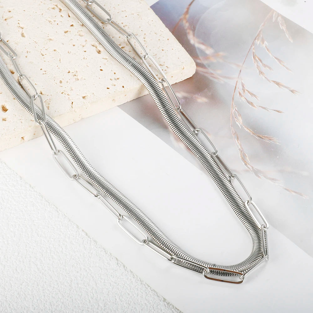 Double Layer Necklace Silver