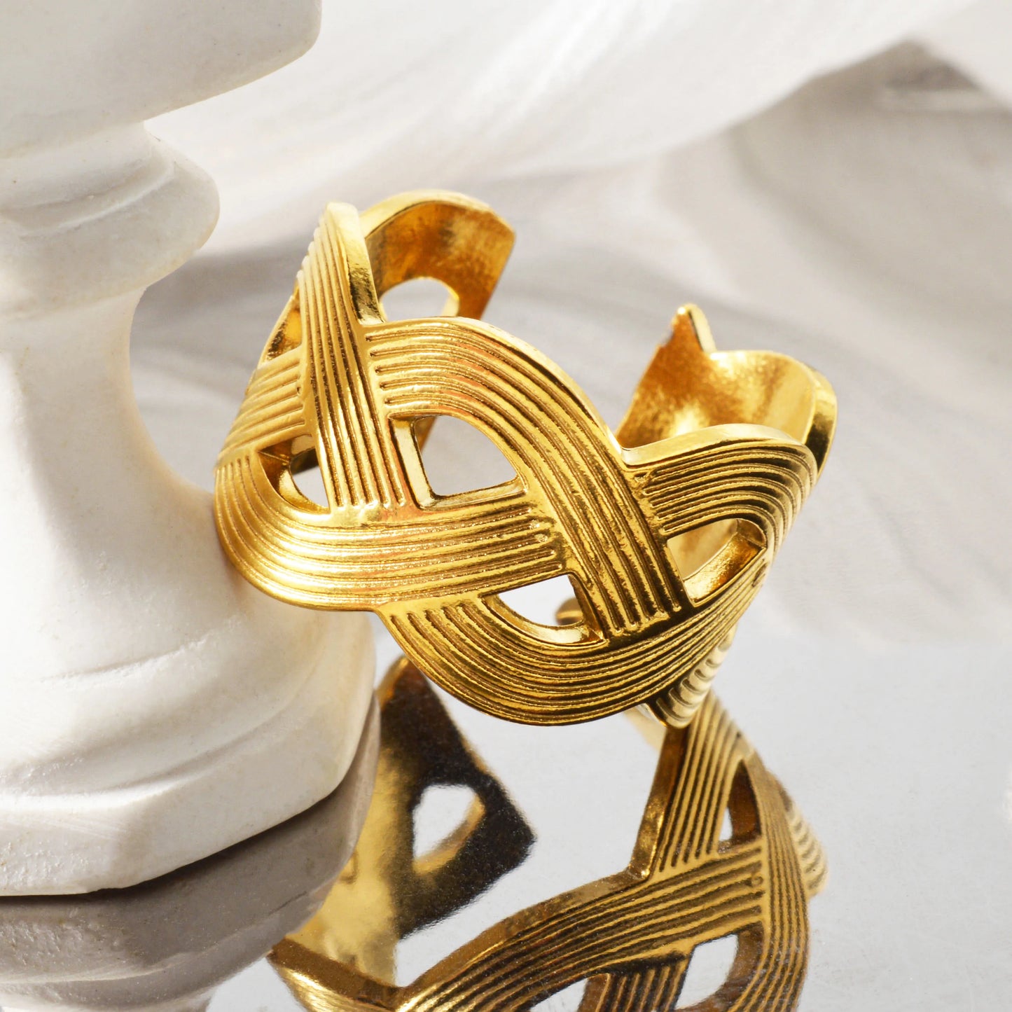 Wavy Ring, 18K Gold-Plated  Adjustable