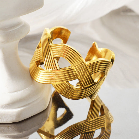 Wavy Ring, 18K Gold-Plated  Adjustable