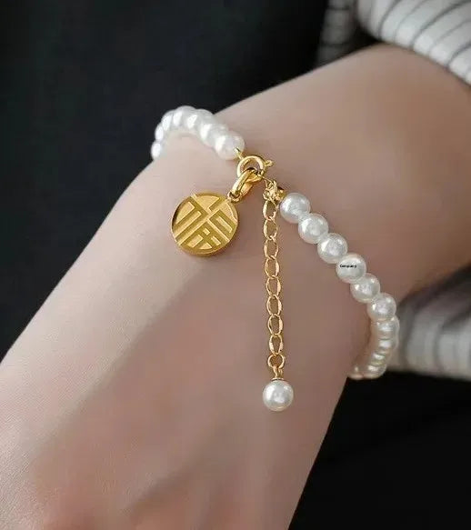 Pearl Bracelet, 18K Gold-Plated