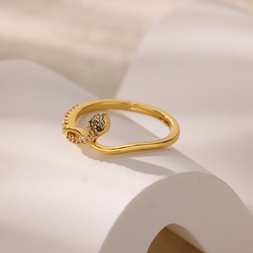 Snake Ring, 18K Gold-Plated Adjustable