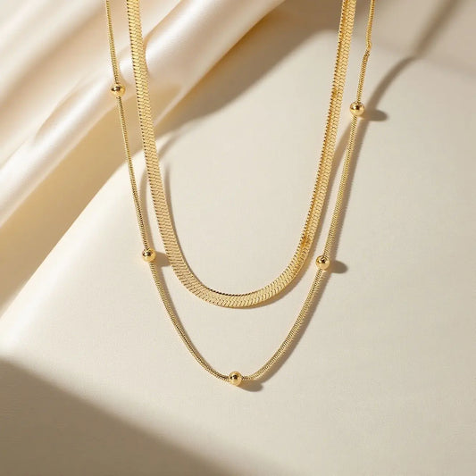 Duo Sphere Necklace, 18K Gold-Plated