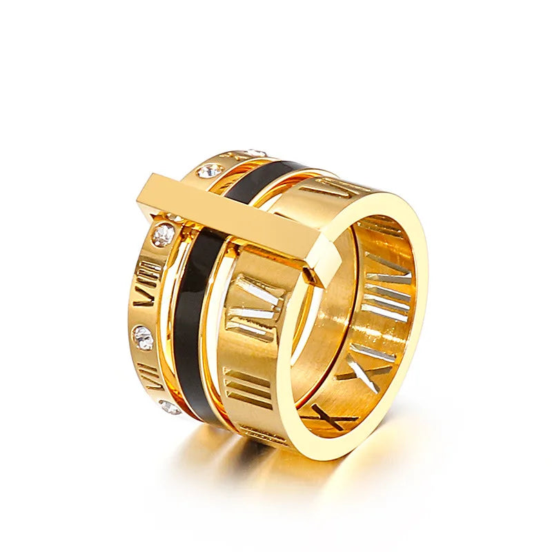 Triple Roman Hoop Ring