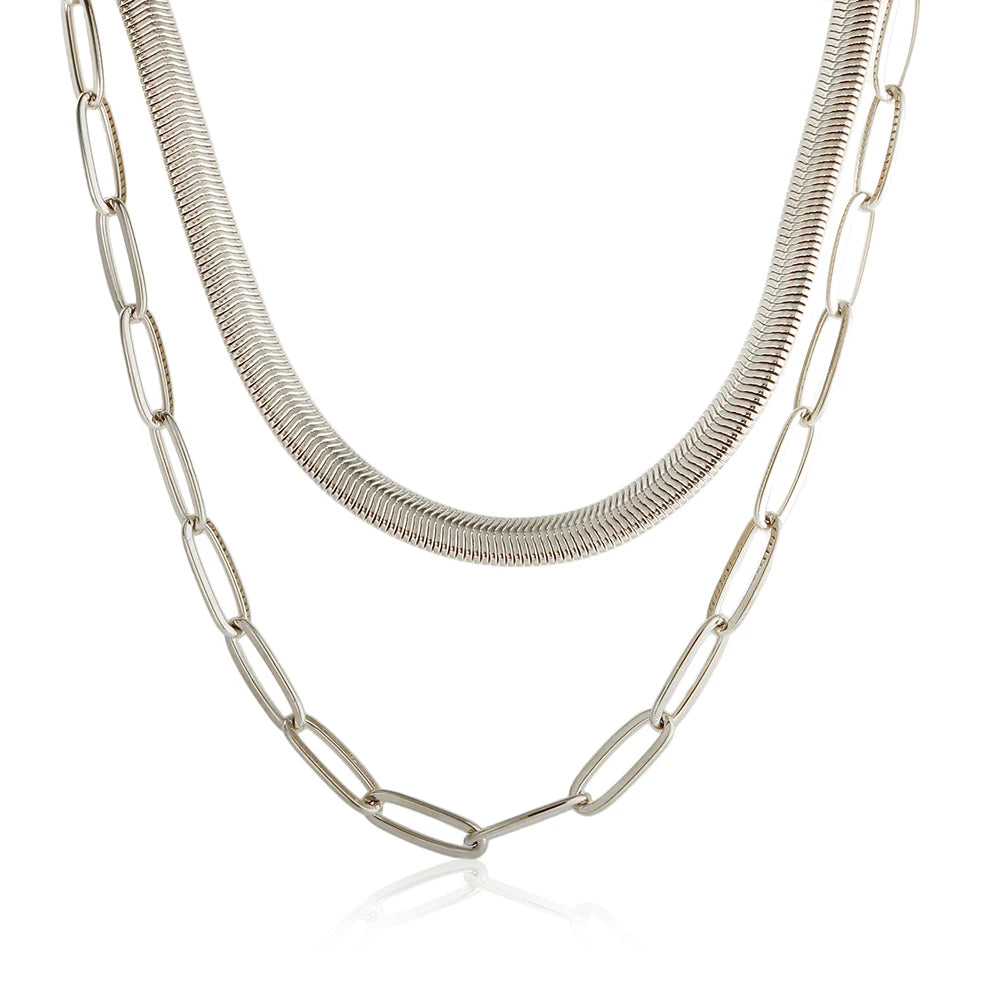 Double Layer Necklace Silver
