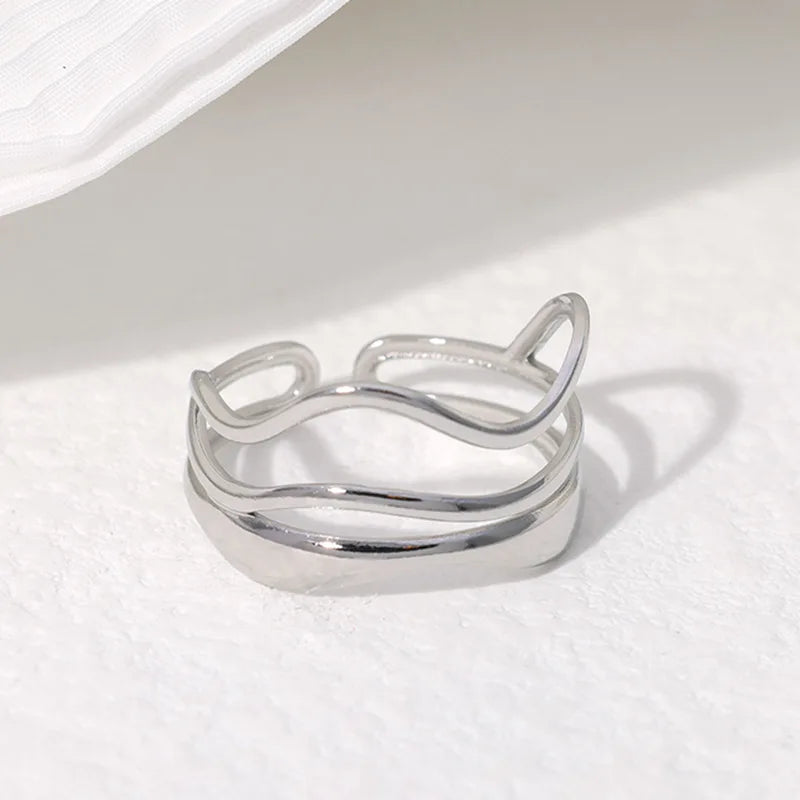 Wave Ring, 18K Gold-Plated Adjustable