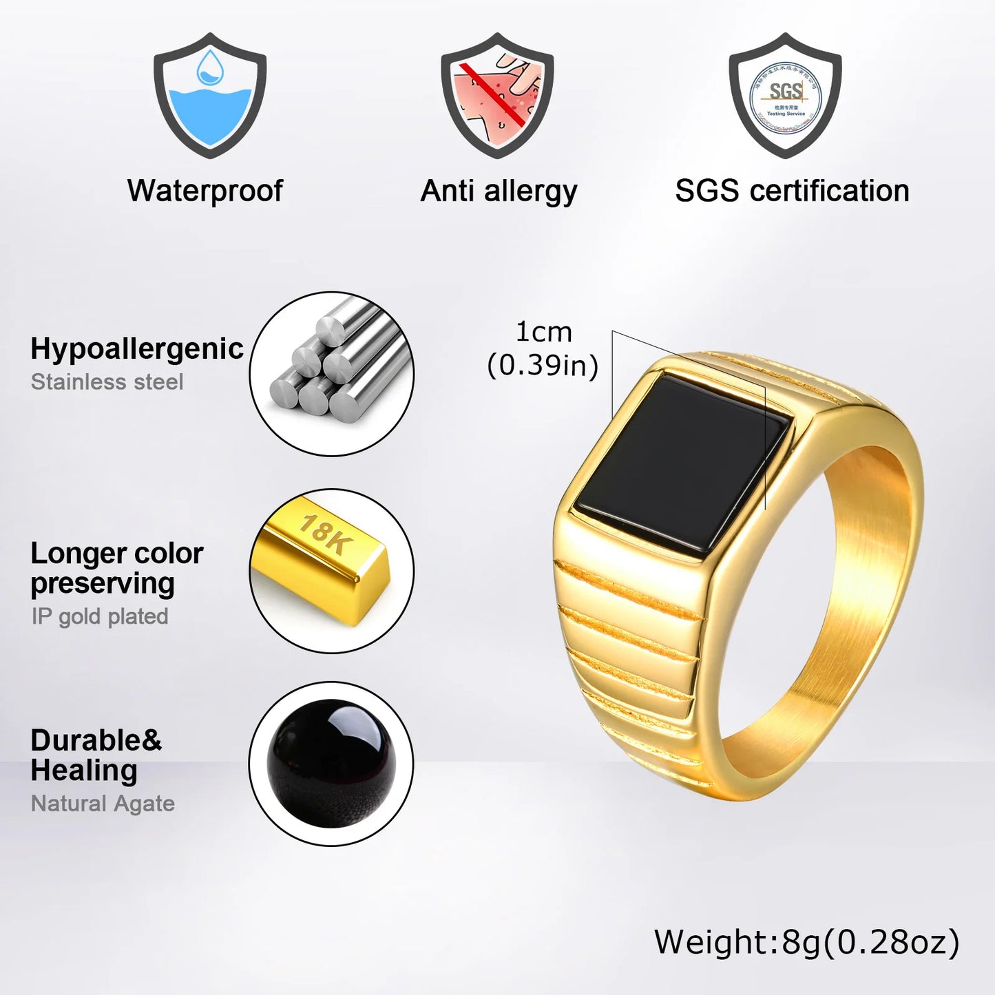 Noir Ring, Gold-Plated