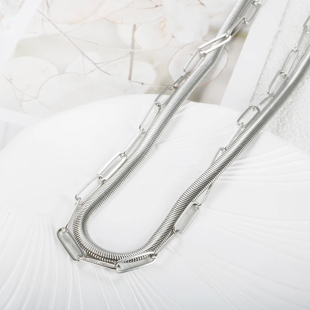 Double Layer Necklace Silver